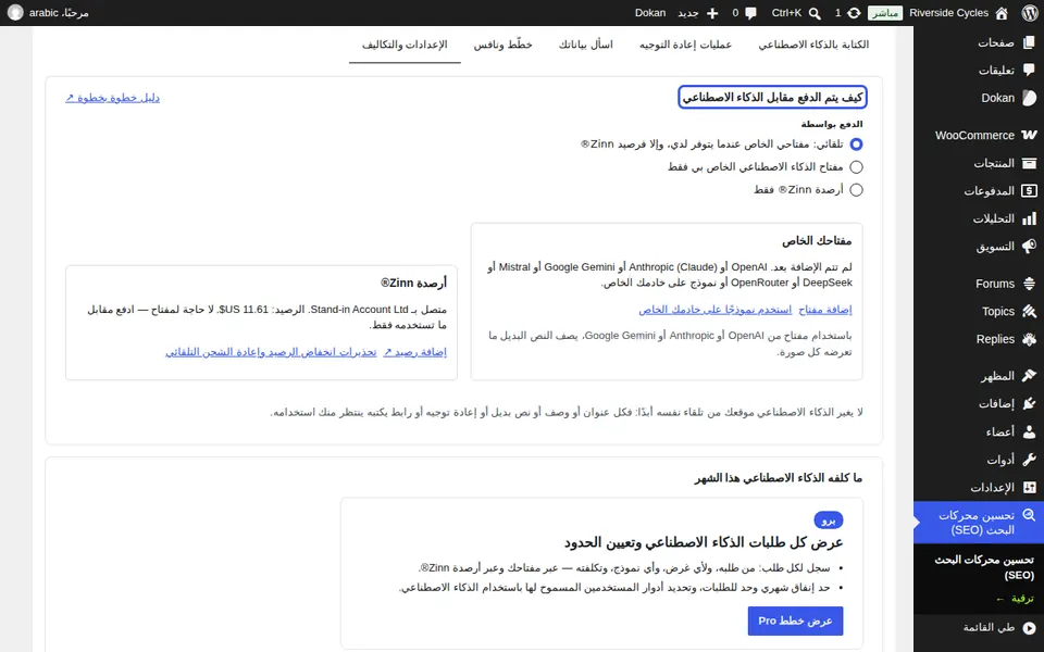 اختر طريقة الدفع مقابل الذكاء الاصطناعي