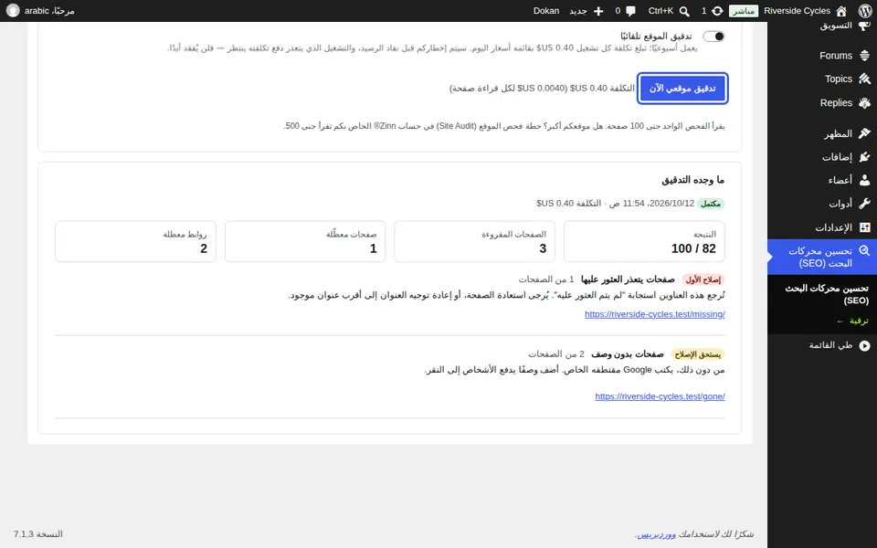 تشغيل التدقيق