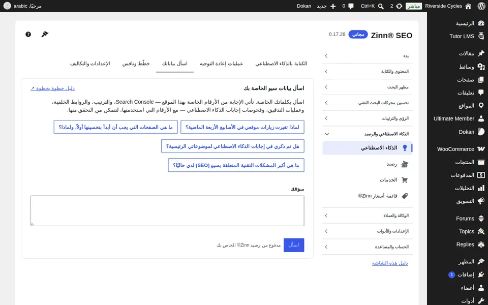 علامة تبويب «اسأل بياناتك»
