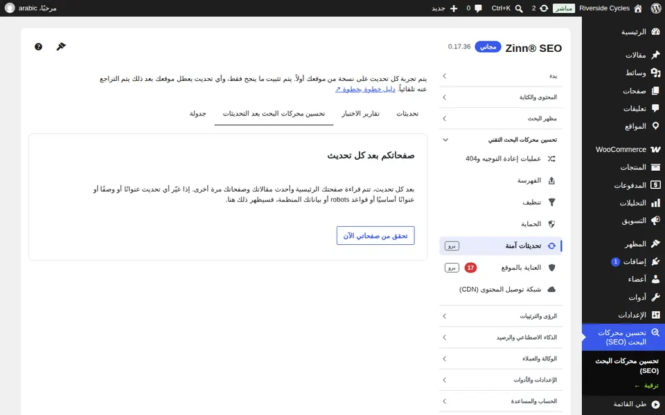 علامة تبويب تحسين محركات البحث بعد التحديثات
