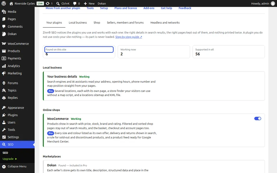 Use o painel de SEO