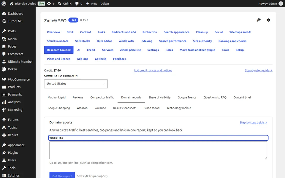 Digite os sites