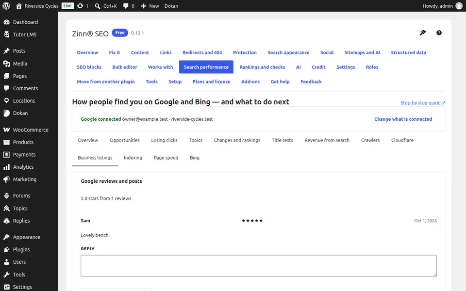 Open the Business listings tab