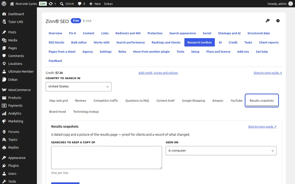 Abrir instantâneos de resultados